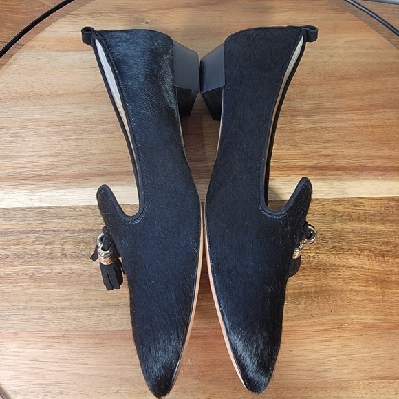 VC Signature Black Calf Hair Leather Tassel Loafers Size 8 - Picture 10 of 17